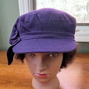 Vintage Trixie Plum Purple Wool Newsboy Cap Hat Side Bow Boho Retro Whimigoth